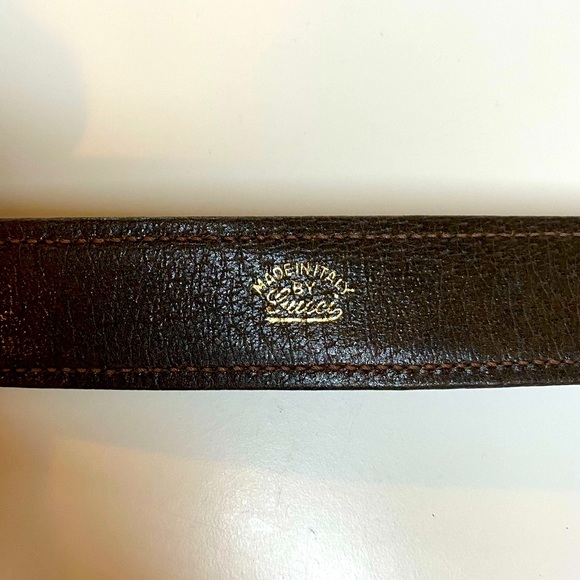 EUC - Like New!  80s Vintage Gucci belt, women’s 32 in, brown diamante double G - Picture 6 of 10